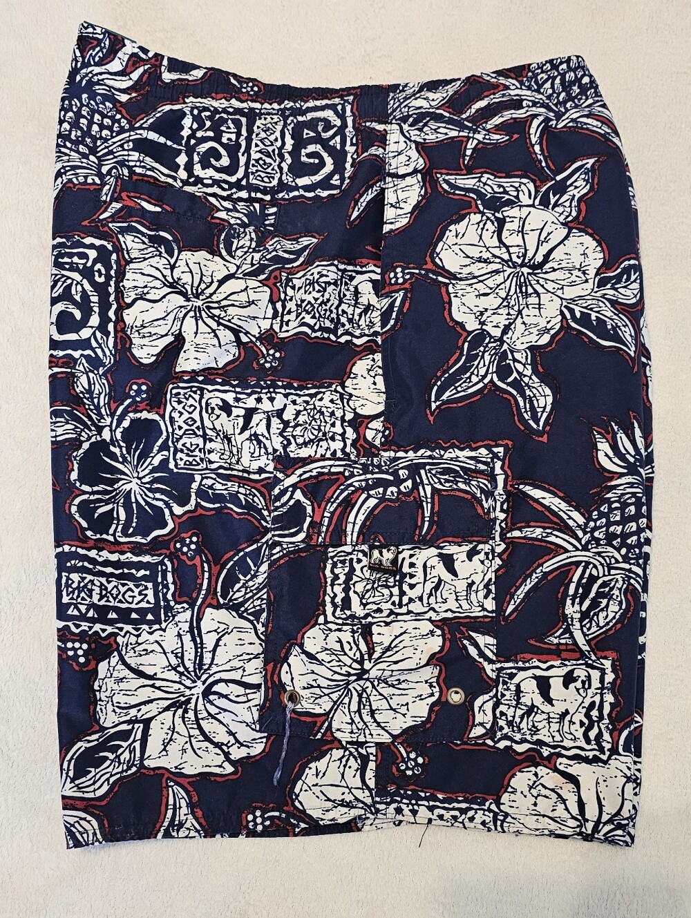 Big Dogs Vintage Style Hawaiian Swim Trunks Medium Floral Pineapple Mesh Lining